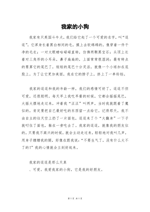 我家的小狗_六年级作文