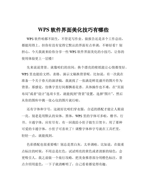 WPS软件界面美化技巧有哪些