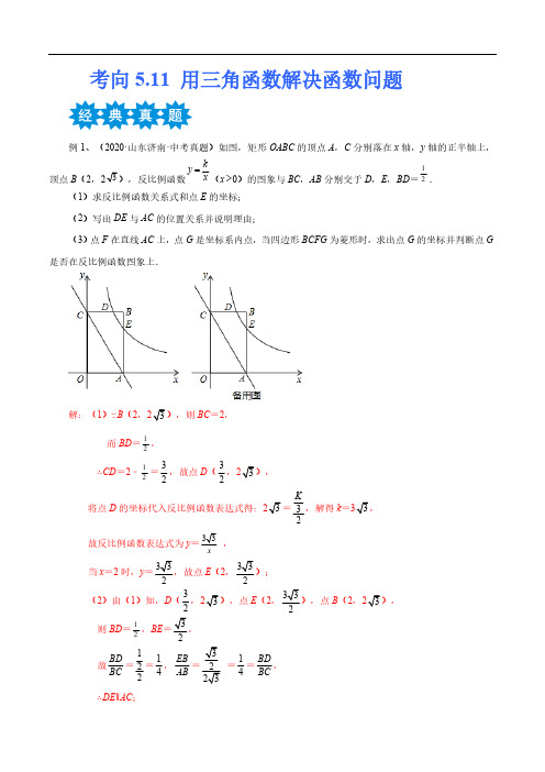 2024中考数学专题5.11用三角函数解决函数问题 (全国通用)