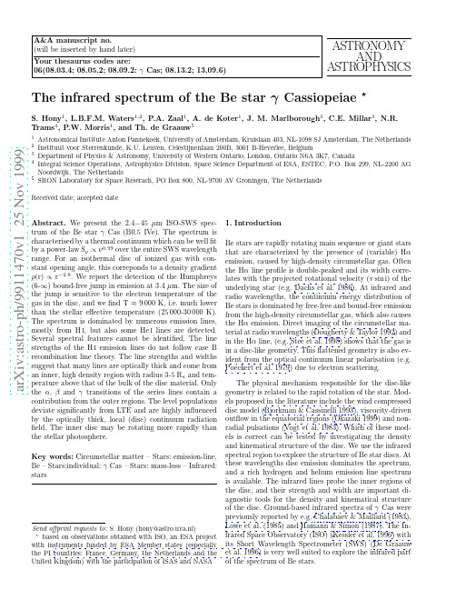 The infrared spectrum of the Be star gamma Cassiopeiae