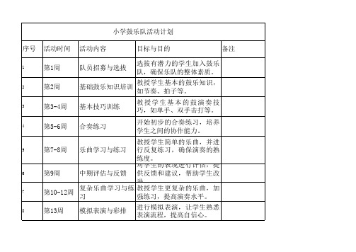 小学鼓乐队活动计划