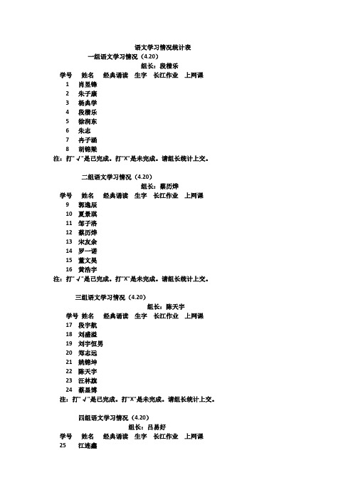 语文学习情况表