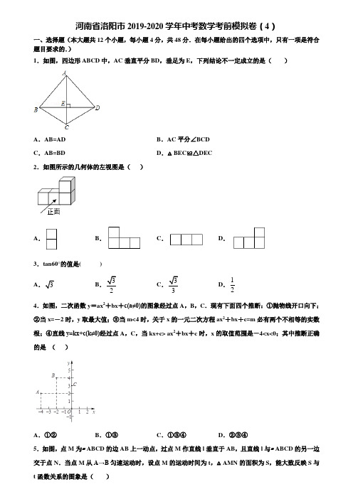 河南省洛阳市2019-2020学年中考数学考前模拟卷(4)含解析