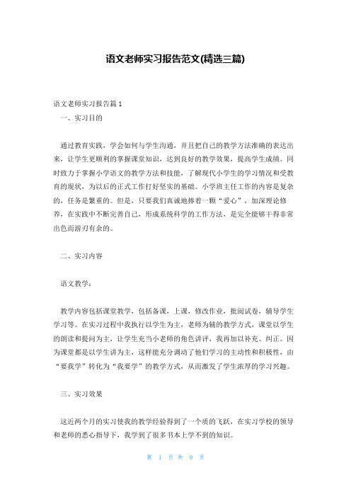 语文老师实习报告范文(精选三篇)