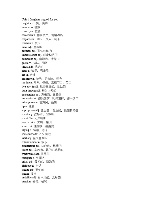 牛津高中英语必修模块6单词表