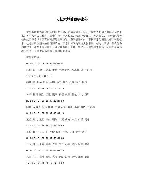 记忆大师的数字密码