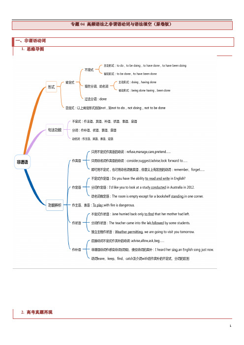 专题04 高频语法之非谓语动词与语法填空(原卷版)