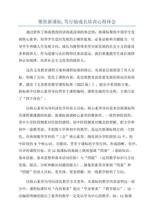 聚焦新课标,笃行励成长培训心得体会