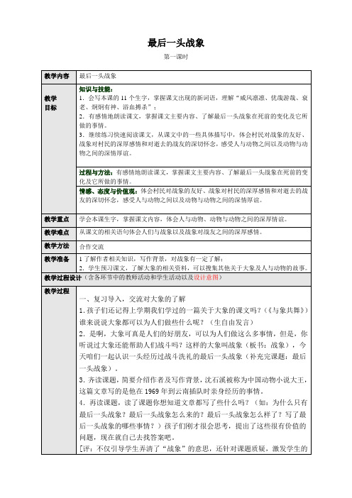 人教版小学语文六年级上册(课件+教案+单元试题)23最后一头战象