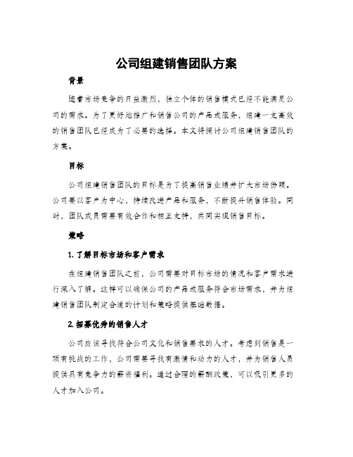 公司组建销售团队方案