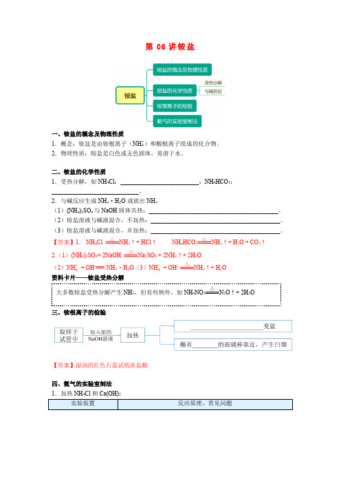 高一化学新人教版同步精讲必修2第06讲铵盐