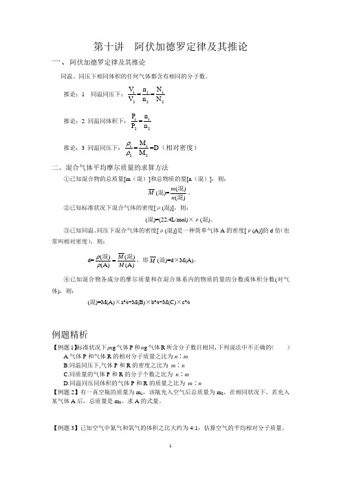 阿伏加德罗定律及其推论(修改版)2015修改版