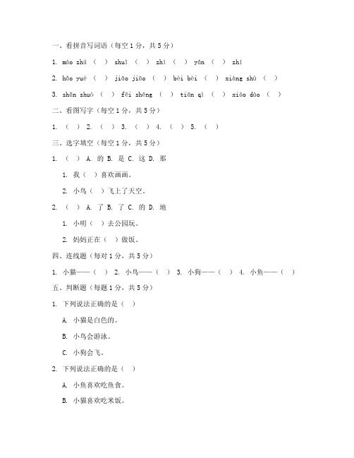 新教版学前班语文期末试卷