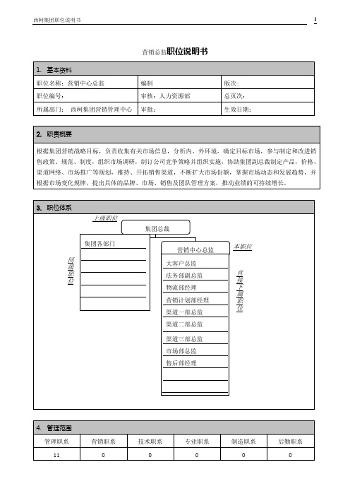 营销总监职位说明书