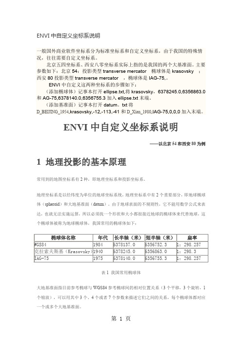 ENVI中自定义坐标系说明-16页文档资料