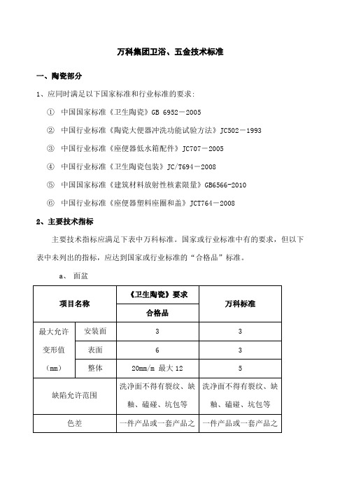 卫浴五金技术标准