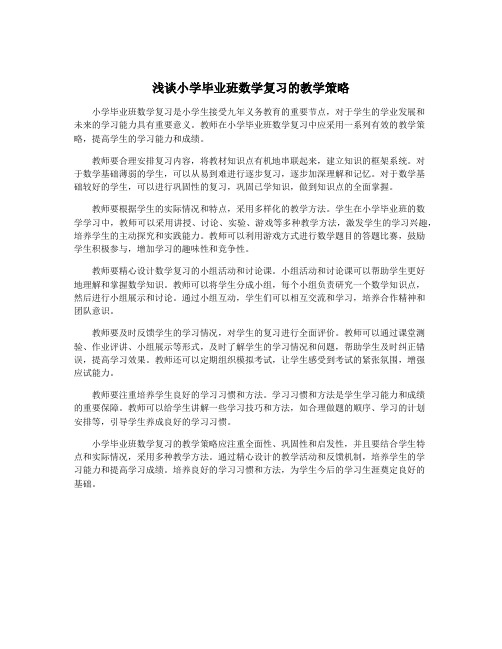 浅谈小学毕业班数学复习的教学策略