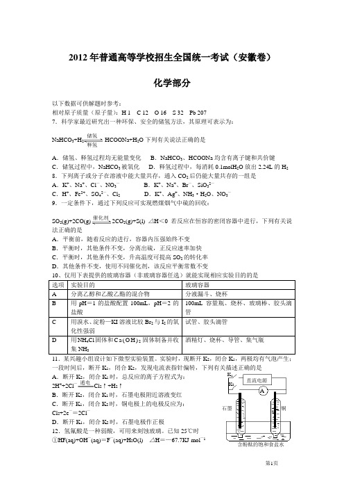 2011-2012高考化学知识点总结