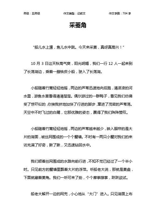 采菱角作文【小学五年级700字】