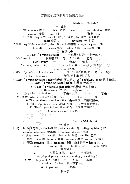 外研社三起新三年级英语下册复习资料.doc