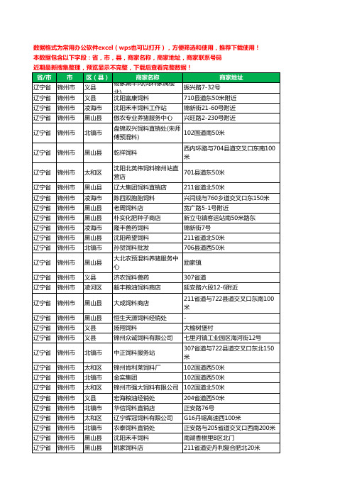 2020新版辽宁省锦州市饲料工商企业公司商家名录名单黄页联系电话号码地址大全182家