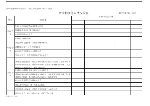 会诊制度落实情况检查