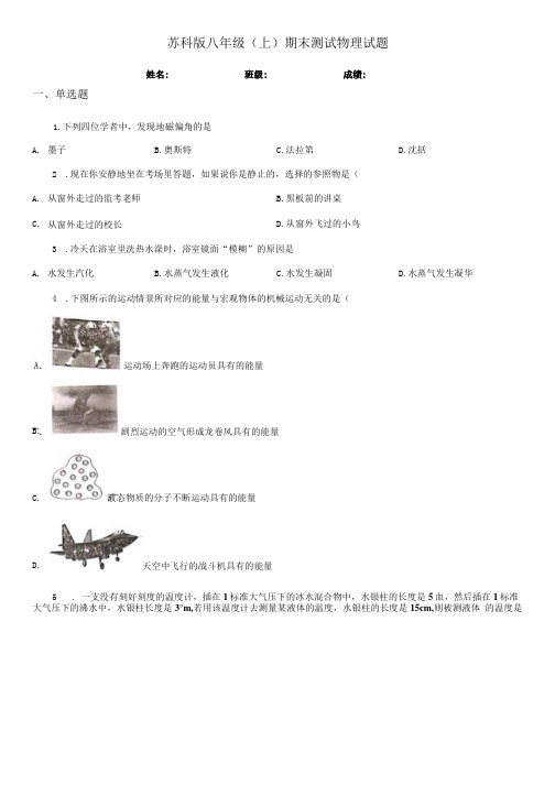 苏科版八年级(上)期末测试物理试题.docx