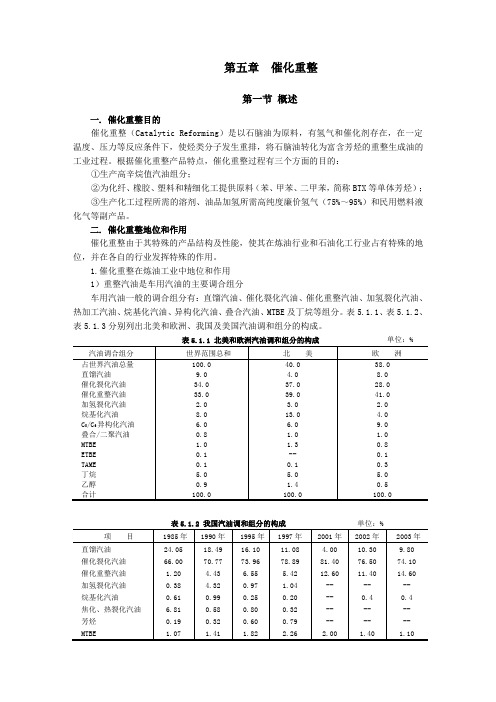 第五章  催化重整全