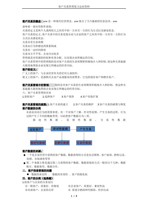 客户关系管理复习总结资料