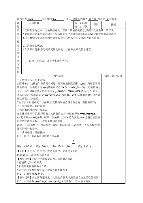 新湘教版二次函数教案