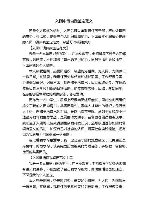 入团申请自我鉴定范文