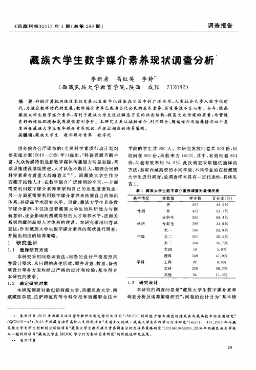 藏族大学生数字媒介素养现状调查分析