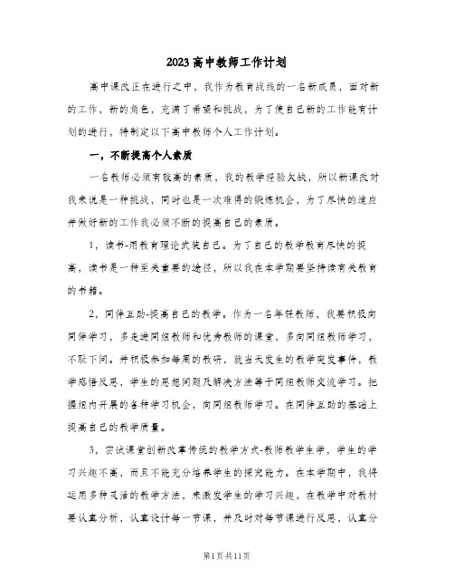 2023高中教师工作计划(5篇)