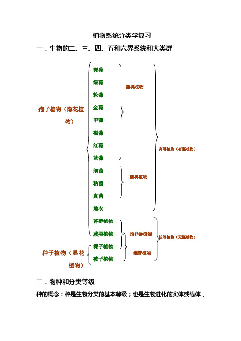 植物系统分类学复习