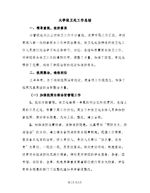 大学保卫处工作总结（2篇）