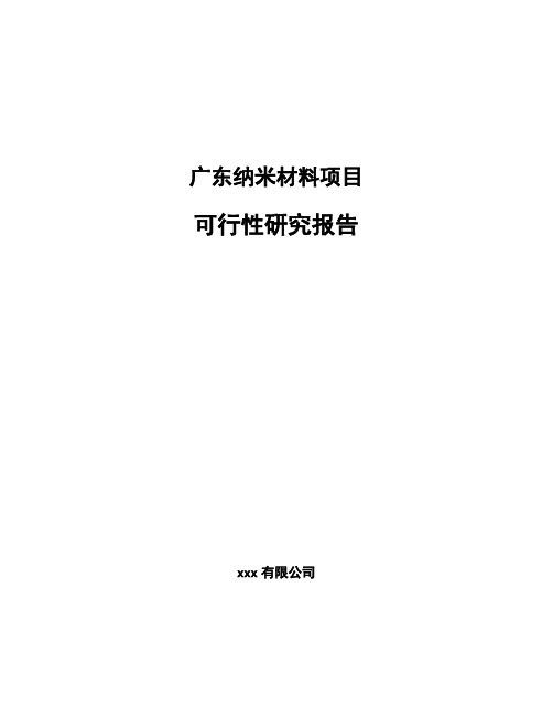 广东纳米材料项目可行性研究报告