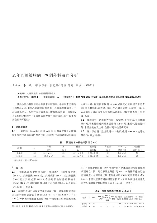 老年心脏瓣膜病128例外科治疗