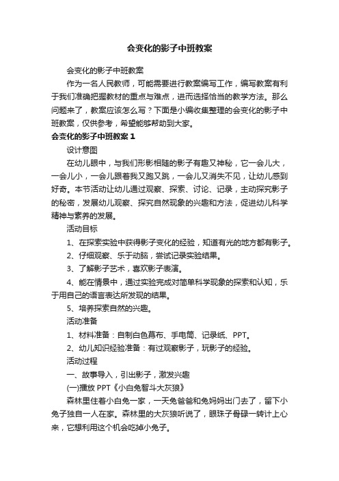 会变化的影子中班教案