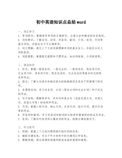 初中英语知识点总结word