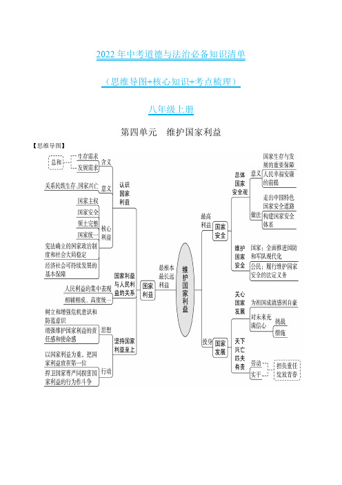 第四单元 维护国家利益-2022年中考道德与法治必备知识清单