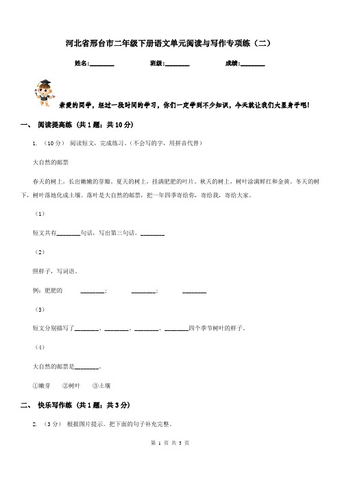 河北省邢台市二年级下册语文单元阅读与写作专项练(二)