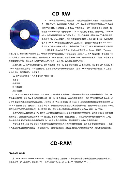 CD-RW、CD-RAM、CD-ROM XA、CD-I