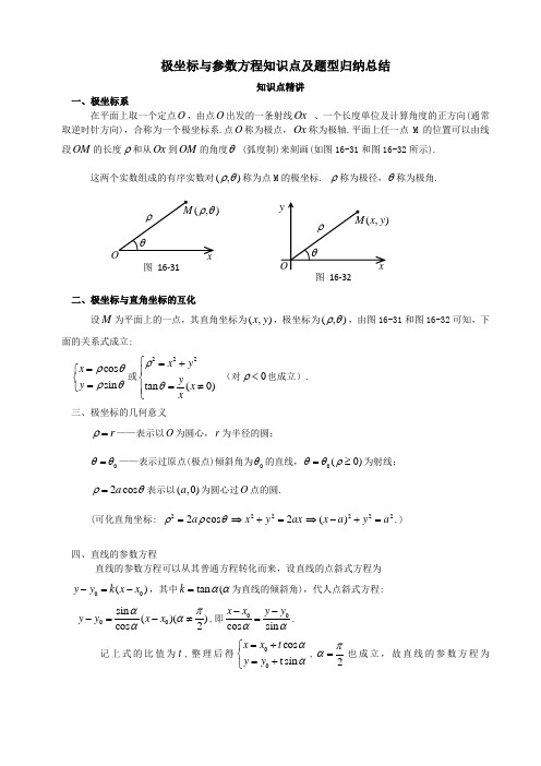 极坐标与参数方程知识点及题型归纳总结