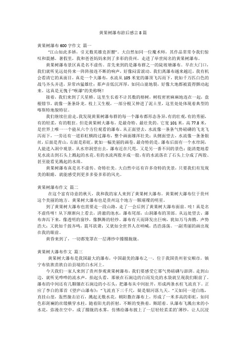 黄果树瀑布游后感言8篇