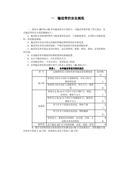 矿用皮带输送机各种标准(1)