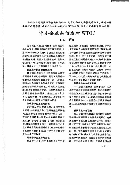 中小企业如何应对WTO？