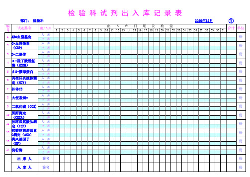 检验科试剂出入库记录表