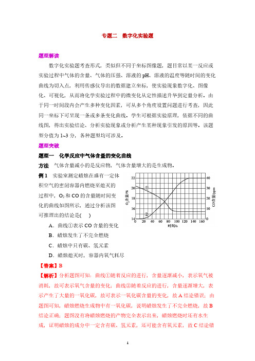 人教版初中化学中考专题突破(二) 数字化实验题