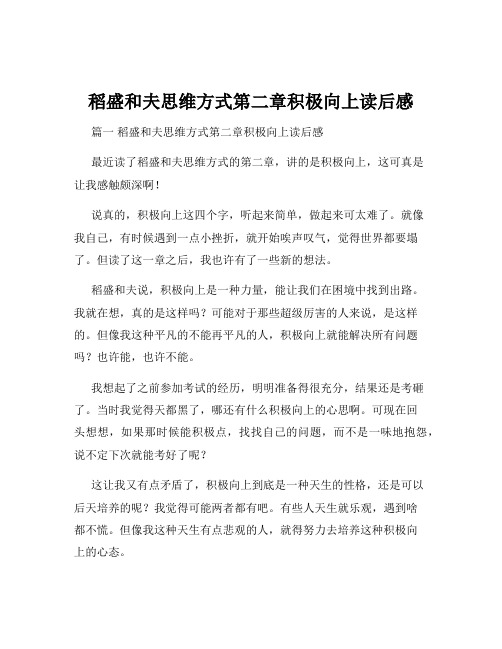 稻盛和夫思维方式第二章积极向上读后感