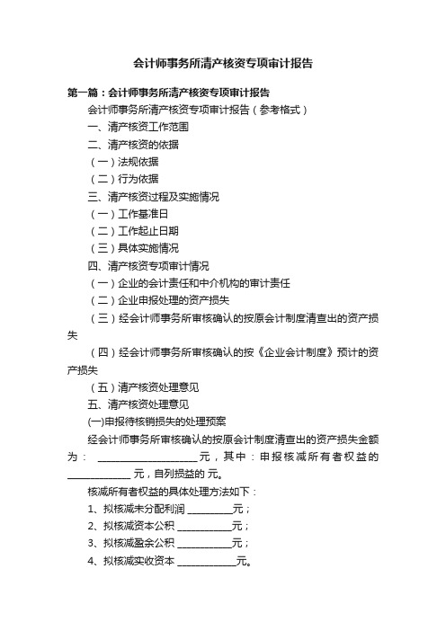 会计师事务所清产核资专项审计报告